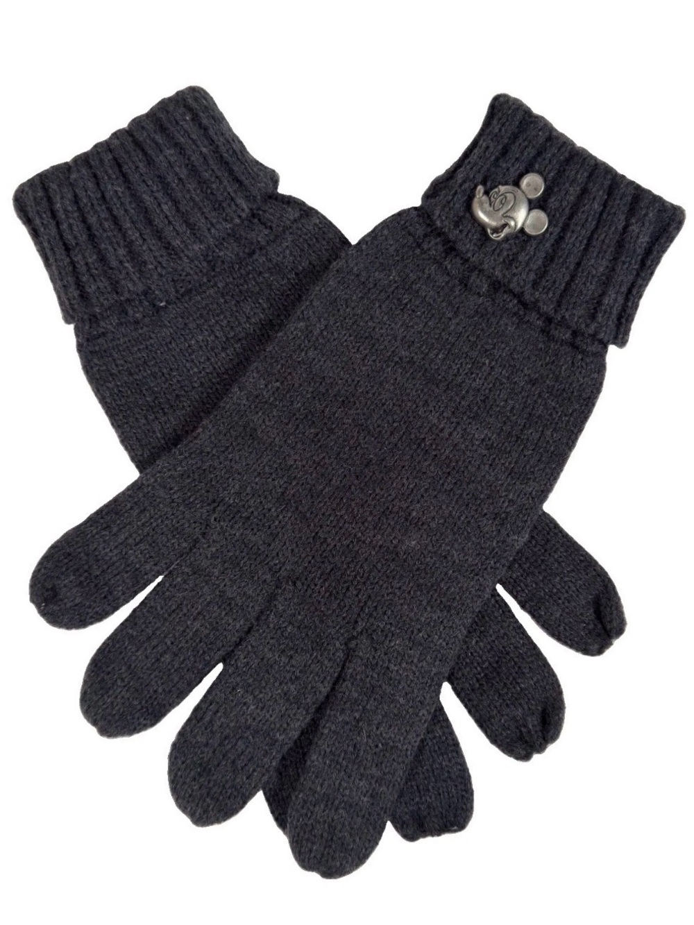 Disney Parks Mickey Mouse Emblem Winter Warm Adult Gloves Fuzzy Navy Blue